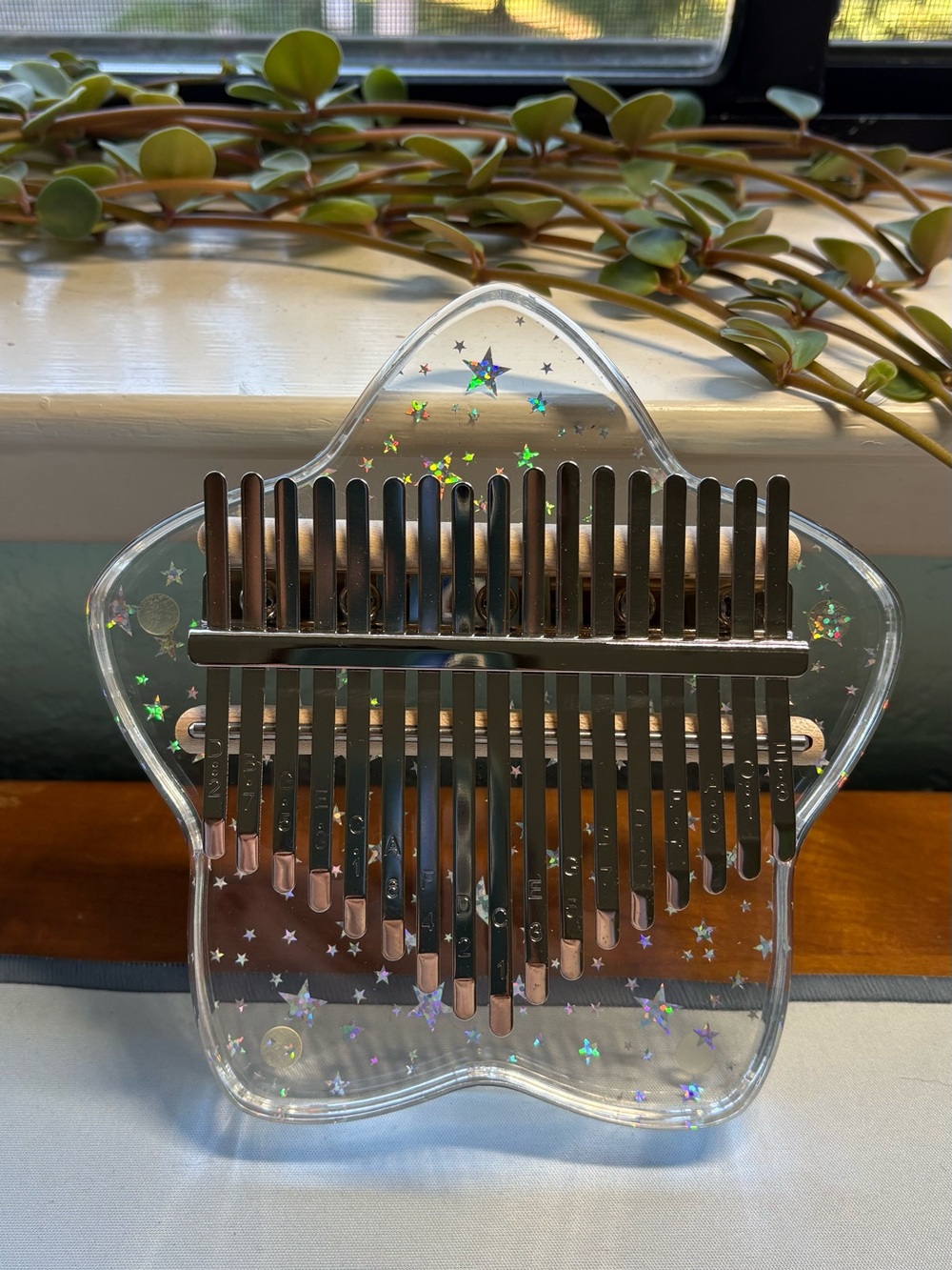 Clear Acrylic 17-Key Kalimba Thumb Piano with holo sparkles